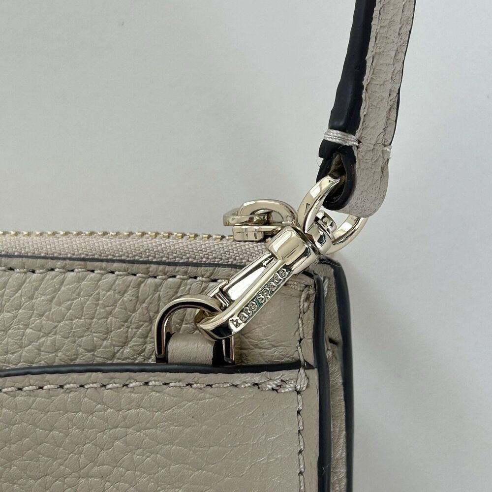 Kate Spade Leila Small Flap Crossbody Bag Light Sand Leather Purse - Picture 10 of 14